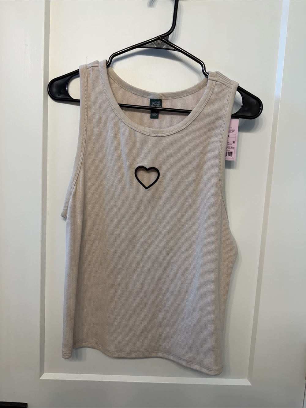wild fable Beige Tank Top with Black Heart Outline